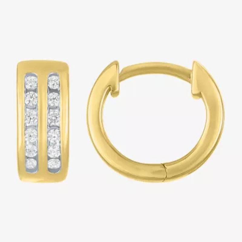 Yes, Please! Womens 1/4 CT. T.W. Lab Grown White Diamond Sterling Silver 11mm Hoop Earrings