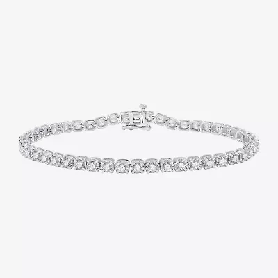 (G, Si1-Si2) Womens 4 CT. T.W. Lab Grown White Diamond Sterling Silver 7.5 Inch Tennis Bracelet