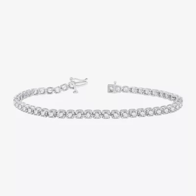 (G, Si1-Si2) Womens 4 CT. T.W. Lab Grown White Diamond Sterling Silver 7.5 Inch Tennis Bracelet