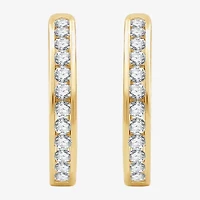 (G, Si1-Si2) Womens 2 CT. T.W. Lab Grown White Diamond 14K Gold Over Silver 25.6mm Hoop Earrings