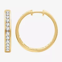 (G, Si1-Si2) Womens 2 CT. T.W. Lab Grown White Diamond 14K Gold Over Silver 25.6mm Hoop Earrings
