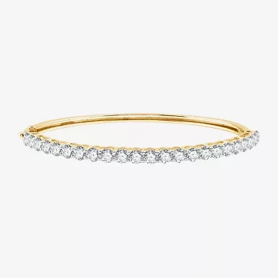 (F, Si1-Si2) Womens 5 CT. T.W. Lab Grown White Diamond 14K Gold Over Silver Round Bangle Bracelet