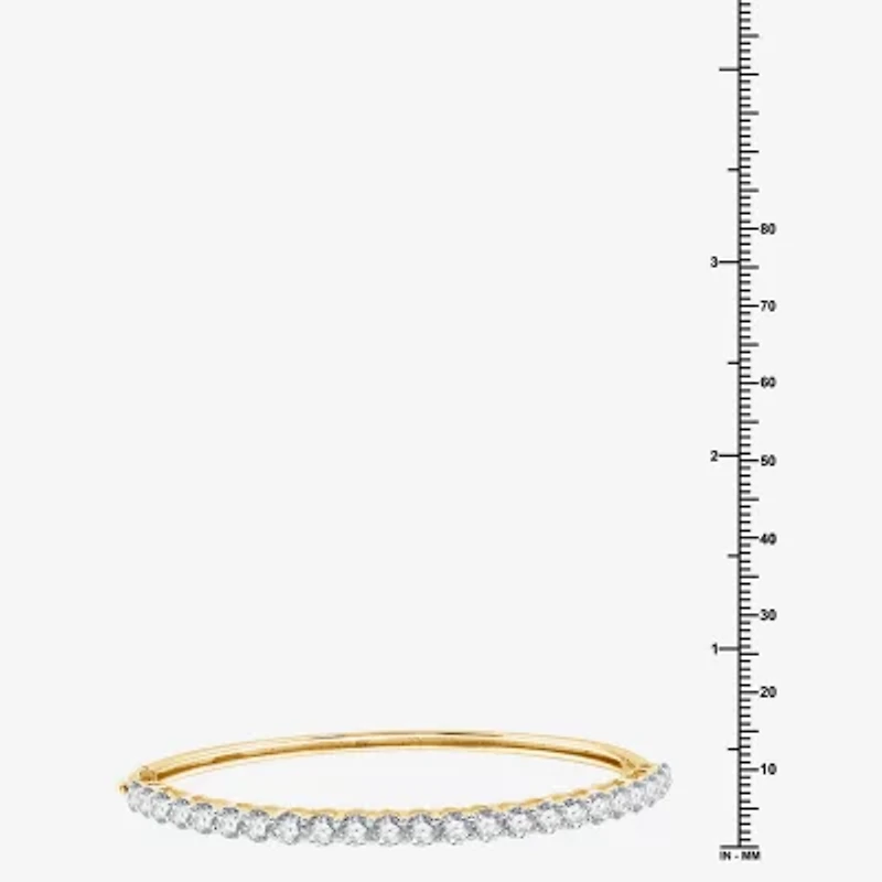 (F, Si1-Si2) Womens 5 CT. T.W. Lab Grown White Diamond 14K Gold Over Silver Round Bangle Bracelet
