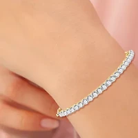 (F, Si1-Si2) Womens 5 CT. T.W. Lab Grown White Diamond 14K Gold Over Silver Round Bangle Bracelet