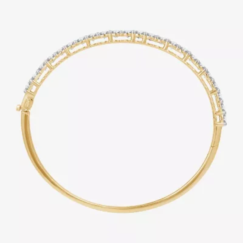 (F, Si1-Si2) Womens 5 CT. T.W. Lab Grown White Diamond 14K Gold Over Silver Round Bangle Bracelet