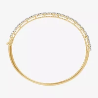 (F, Si1-Si2) Womens 5 CT. T.W. Lab Grown White Diamond 14K Gold Over Silver Round Bangle Bracelet