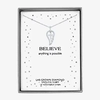 Diamond Accent Wings (G-H,Si2-I1) Womens Diamond Accent Lab Grown White Diamond Accent Sterling Silver Cross Wing 16 Inch Pendant Necklace