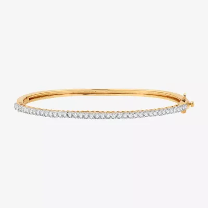 (G, Si1-Si2) Womens 1 CT. T.W. Lab Grown White Diamond 14K Gold Over Silver Bangle Bracelet