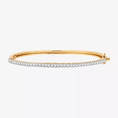 (G, Si1-Si2) Womens 1 CT. T.W. Lab Grown White Diamond 14K Gold Over Silver Bangle Bracelet
