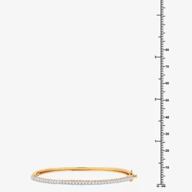 (G, Si1-Si2) Womens 1 CT. T.W. Lab Grown White Diamond 14K Gold Over Silver Bangle Bracelet