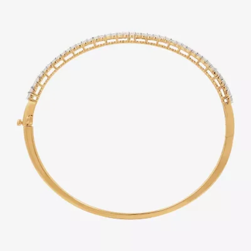(G, Si1-Si2) Womens 1 CT. T.W. Lab Grown White Diamond 14K Gold Over Silver Bangle Bracelet