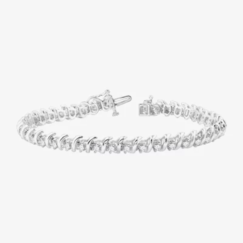 (G, Si1-Si2) Womens 4 CT. T.W. Lab Grown White Diamond 14K Gold Over Silver 7.5 Inch Tennis Bracelet