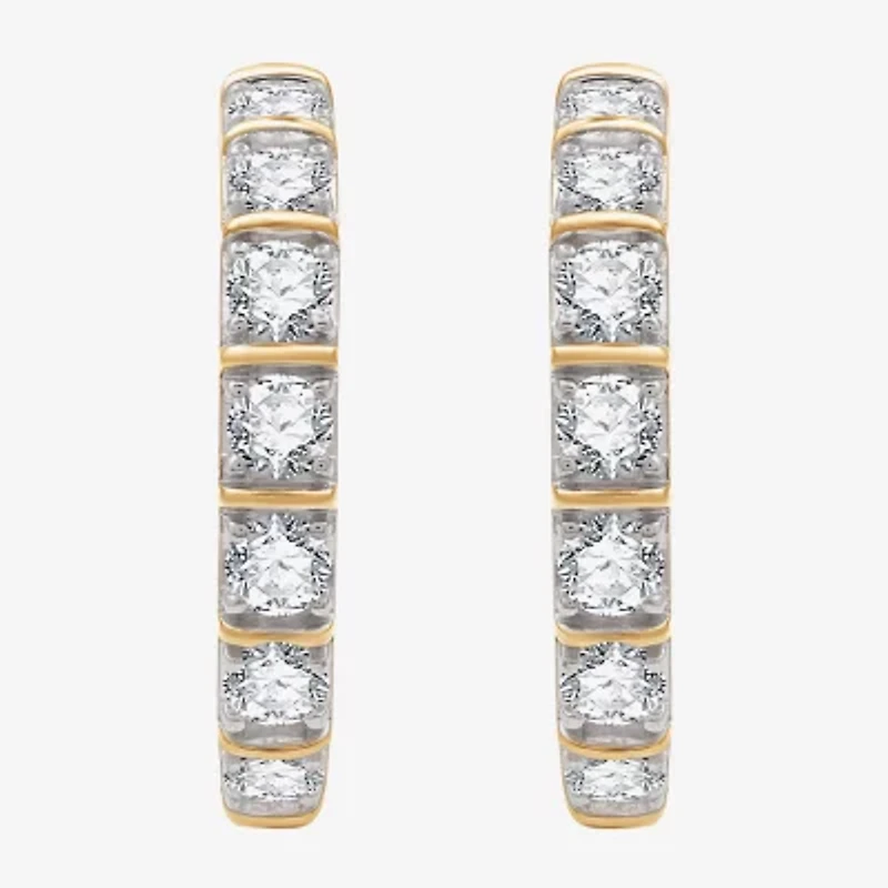 (G, Si1-Si2) Womens 2 CT. T.W. Lab Grown White Diamond 14K Gold Over Silver 25.6mm Hoop Earrings