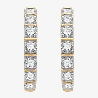 (G, Si1-Si2) Womens 2 CT. T.W. Lab Grown White Diamond 14K Gold Over Silver 25.6mm Hoop Earrings