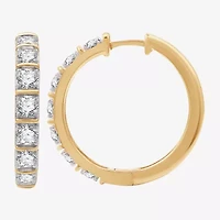(G, Si1-Si2) Womens 2 CT. T.W. Lab Grown White Diamond 14K Gold Over Silver 25.6mm Hoop Earrings