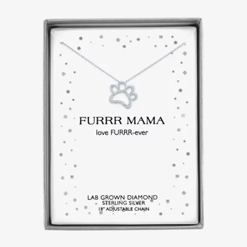 Diamond Accent Paw(G-H, Si2-I1) Womens Diamond Accent Lab Grown White Diamond Accent Sterling Silver Animal Heart 16 Inch Pendant Necklace