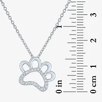 Diamond Accent Paw(G-H, Si2-I1) Womens Diamond Accent Lab Grown White Diamond Accent Sterling Silver Animal Heart 16 Inch Pendant Necklace