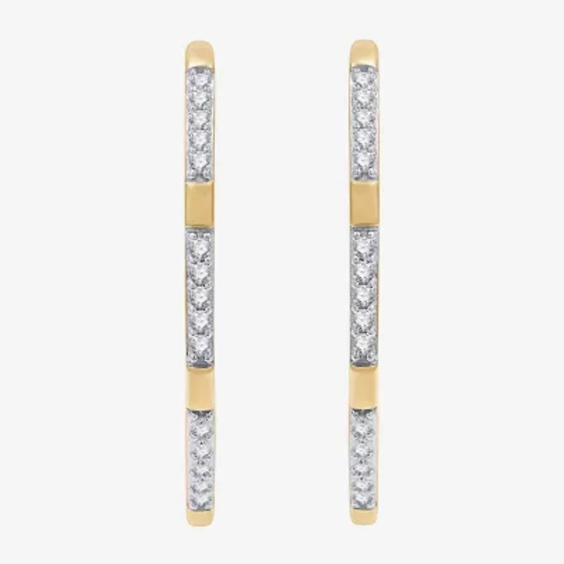 (G, Si1-Si2) Womens 1/2 CT. T.W. Lab Grown White Diamond 14K Gold Over Silver 29.9mm Hoop Earrings