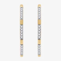 (G, Si1-Si2) Womens 1/2 CT. T.W. Lab Grown White Diamond 14K Gold Over Silver 29.9mm Hoop Earrings
