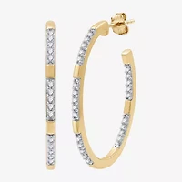 (G, Si1-Si2) Womens 1/2 CT. T.W. Lab Grown White Diamond 14K Gold Over Silver 29.9mm Hoop Earrings
