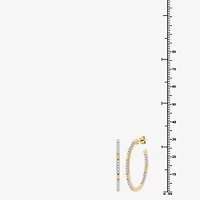 (G, Si1-Si2) Womens 1/2 CT. T.W. Lab Grown White Diamond 14K Gold Over Silver 29.9mm Hoop Earrings