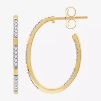 (G, Si1-Si2) Womens 1/2 CT. T.W. Lab Grown White Diamond 14K Gold Over Silver 29.9mm Hoop Earrings