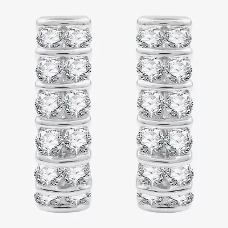 G/ Si1-Si2 Womens 2 CT. T.W. Lab Grown White Diamond 14K Gold Over Silver 20.5mm Round Hoop Earrings