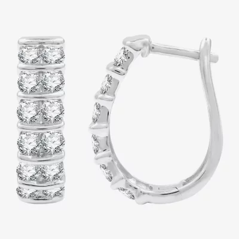 G/ Si1-Si2 Womens 2 CT. T.W. Lab Grown White Diamond 14K Gold Over Silver 20.5mm Round Hoop Earrings