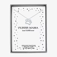 Diamond Accent "Fur Mama" Womens Diamond Accent Natural White Diamond Sterling Silver 18 Inch Pendant Necklace
