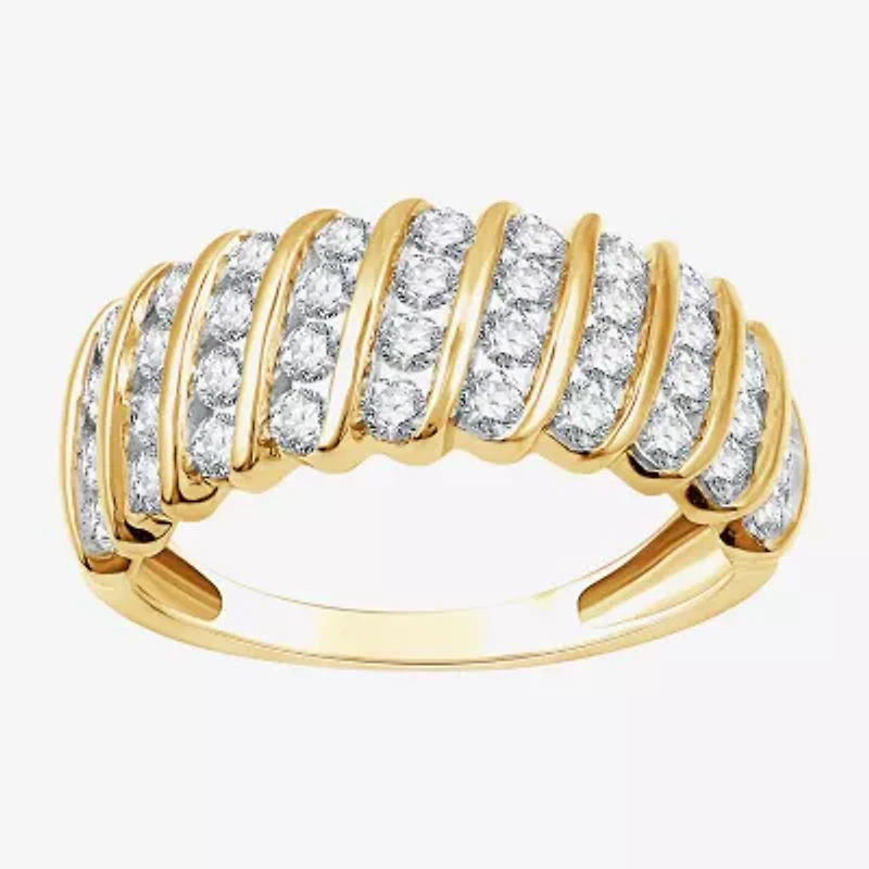 (G, Si1-Si2) Womens 1 CT. T.W. Lab Grown White Diamond 14K Gold Over Silver Band