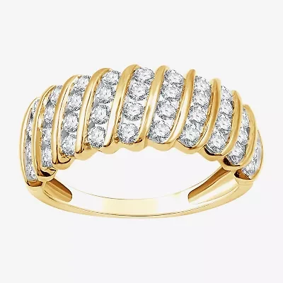 (G, Si1-Si2) Womens 1 CT. T.W. Lab Grown White Diamond 14K Gold Over Silver Band