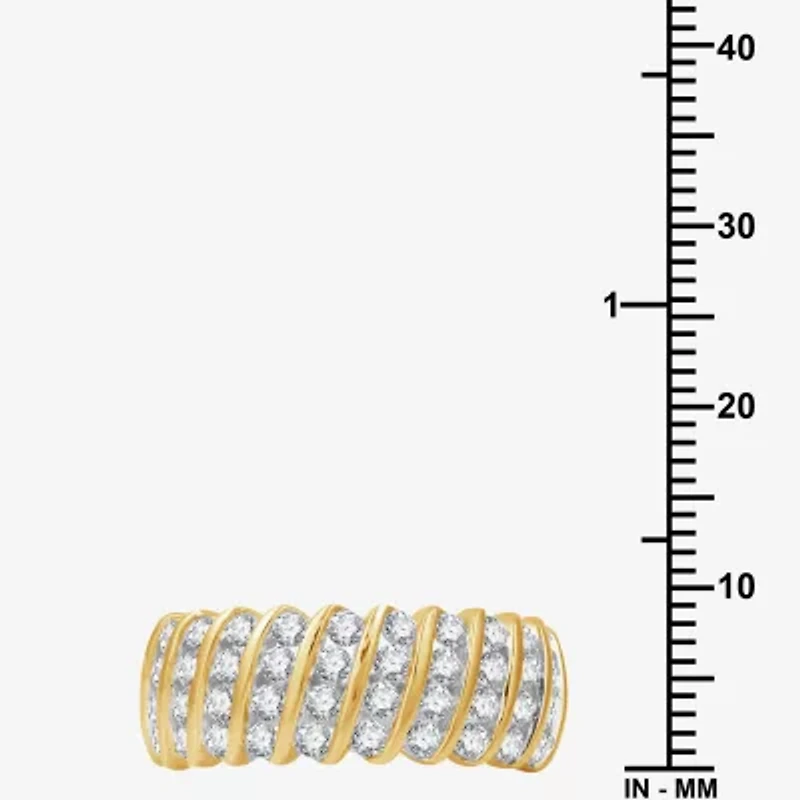 (G, Si1-Si2) Womens 1 CT. T.W. Lab Grown White Diamond 14K Gold Over Silver Band