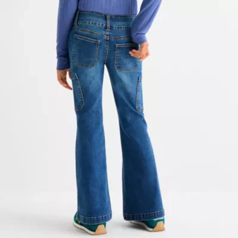 Vanilla Star Big Kid Girls Cargo Flare Leg Jean