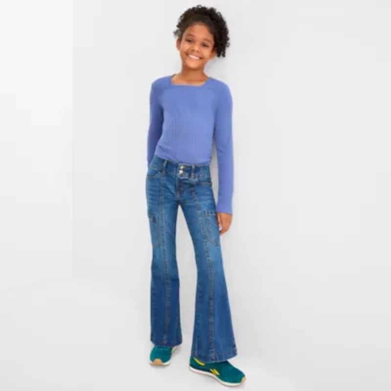 Vanilla Star Big Kid Girls Cargo Flare Leg Jean