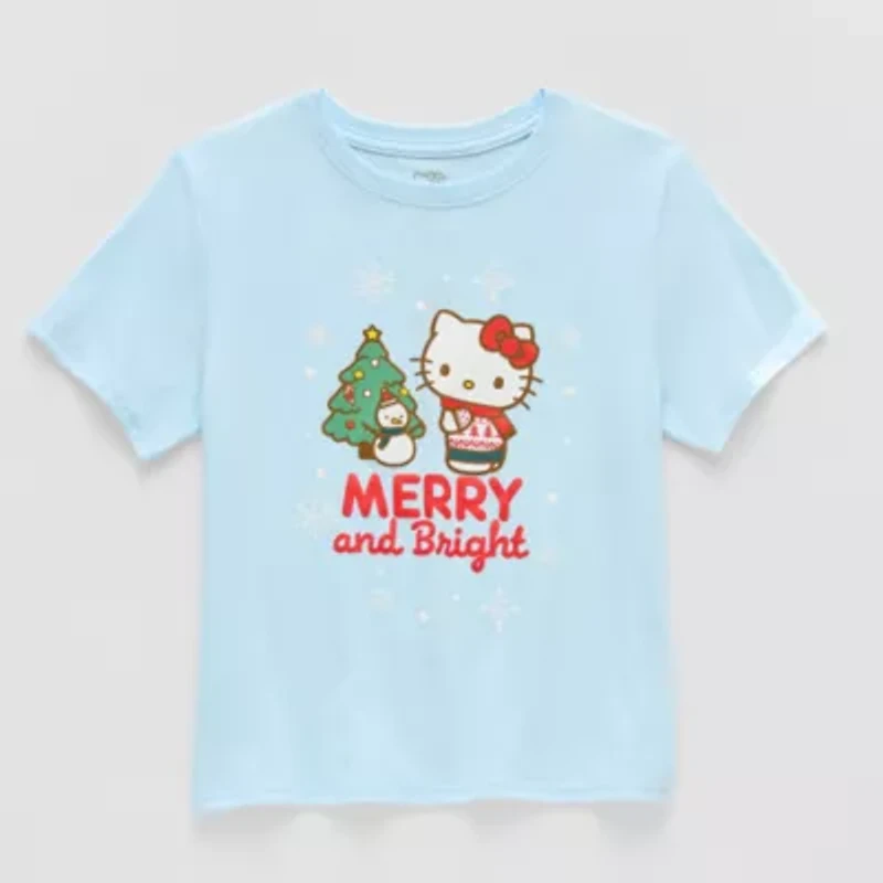 Girls Crew Neck Short Sleeve Hello Kitty Graphic T-Shirt