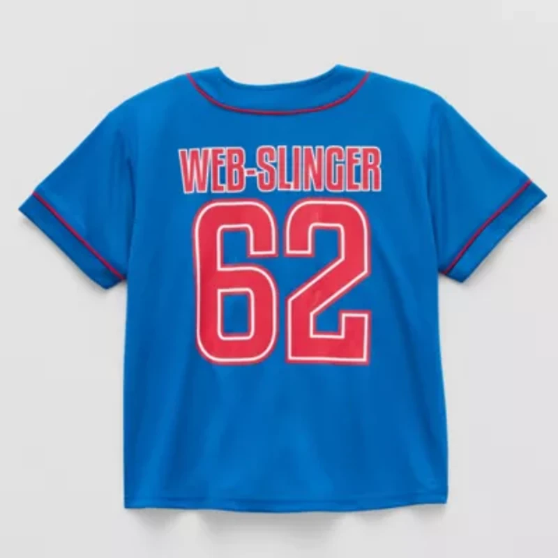 Disney Collection Little & Big Kid Boys Crew Neck Spiderman Short Sleeve Jersey