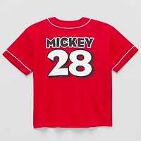 Disney Collection Little & Big Kid Boys Crew Neck Mickey Mouse Short Sleeve Jersey