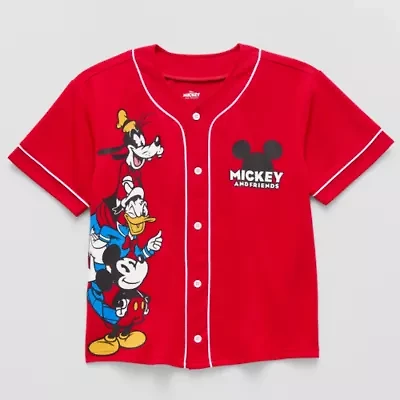 Disney Collection Little & Big Kid Boys Crew Neck Mickey Mouse Short Sleeve Jersey
