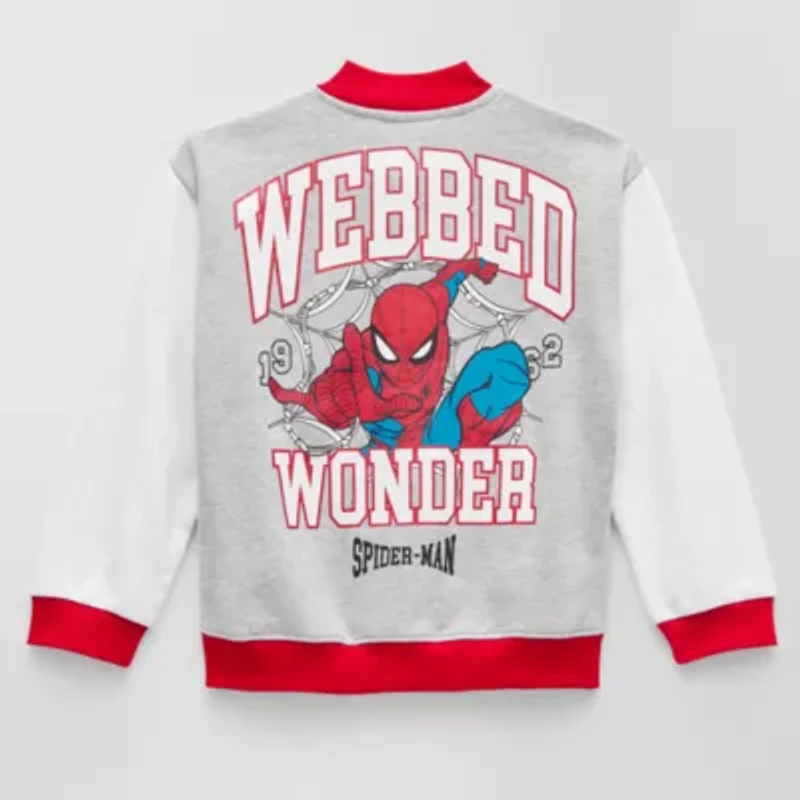 Disney Collection Little & Big Kid Boys Spiderman Fleece Midweight Varsity Jacket