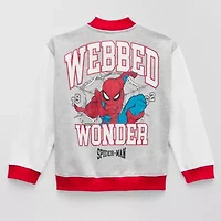 Disney Collection Little & Big Kid Boys Spiderman Fleece Midweight Varsity Jacket
