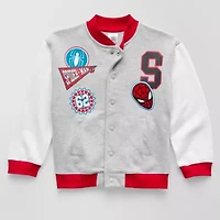 Disney Collection Little & Big Kid Boys Spiderman Fleece Midweight Varsity Jacket