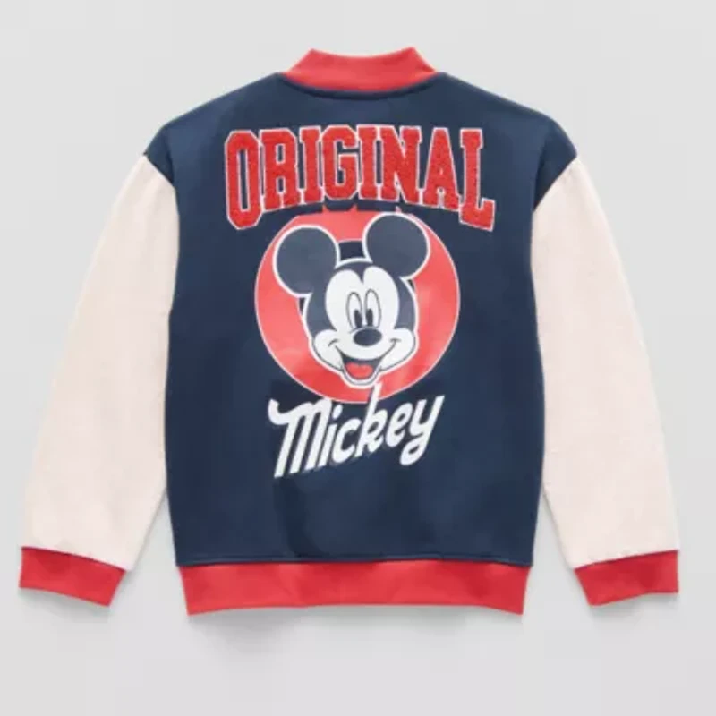 Disney Collection Little & Big Kid Boys Mickey Mouse Fleece Midweight Varsity Jacket