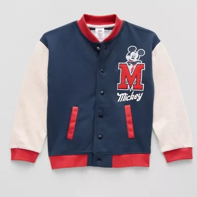 Disney Collection Little & Big Kid Boys Mickey Mouse Fleece Midweight Varsity Jacket