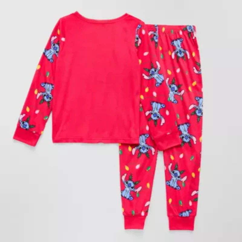 Disney Collection Little & Big Kid Girls Lilo Stitch Crew Neck Long Sleeve 2-pc. Pajama Sets