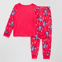 Disney Collection Little & Big Kid Girls Lilo Stitch Crew Neck Long Sleeve 2-pc. Pajama Sets