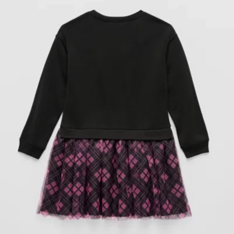 Disney Collection Little & Big Kid Girls Long Sleeve Minnie Mouse Sweatshirt Dress