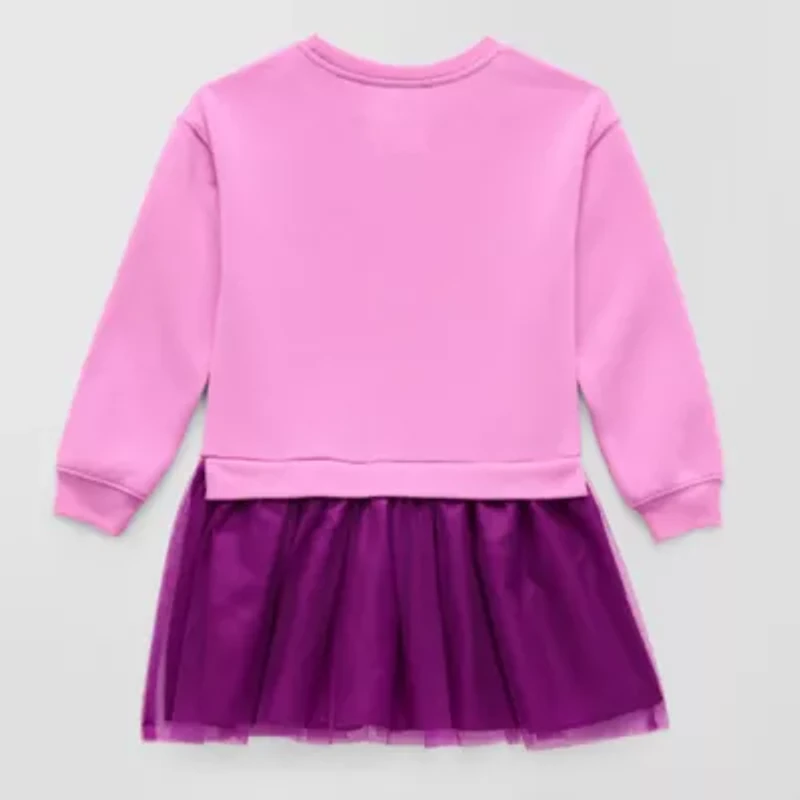 Disney Collection Little & Big Kid Girls Long Sleeve Princess Sweatshirt Dress
