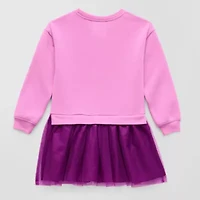 Disney Collection Little & Big Kid Girls Long Sleeve Princess Sweatshirt Dress