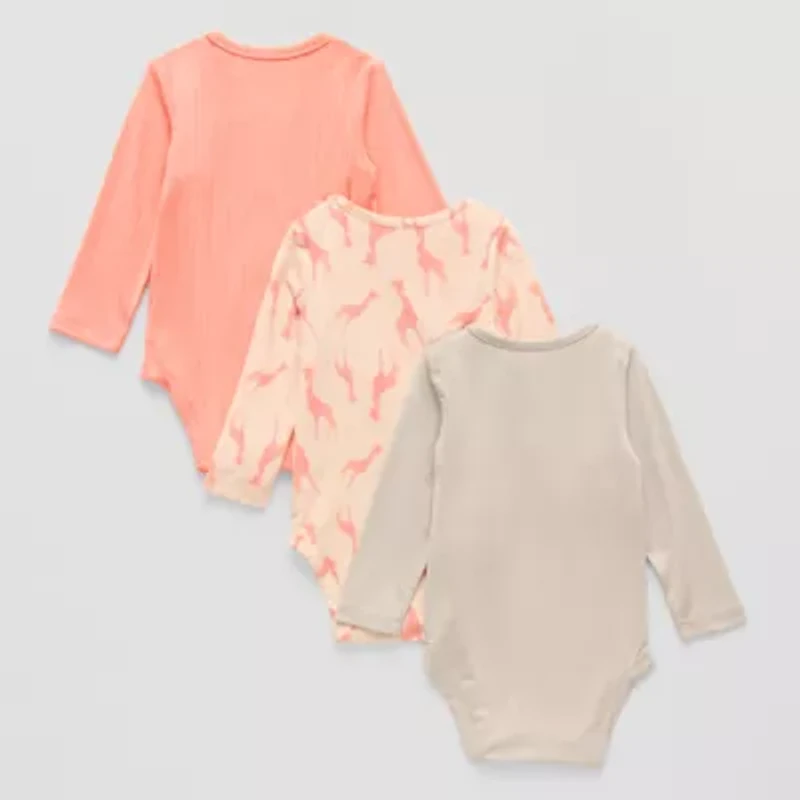 Proudly™ Baby Unisex Round Neck Long Sleeve 3-pc. Bodysuit