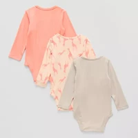 Proudly™ Baby Unisex Round Neck Long Sleeve 3-pc. Bodysuit